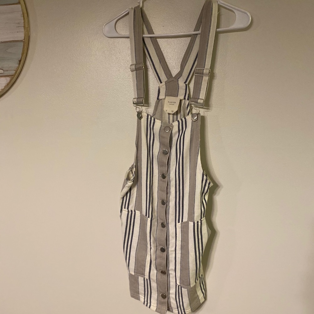 Harper striped dress overalls